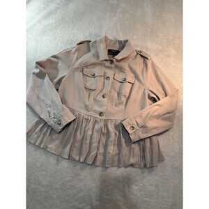 Torrid Khaki Lightweight Peplum Utility Buttoned Jacket Sz 0 Ruffles